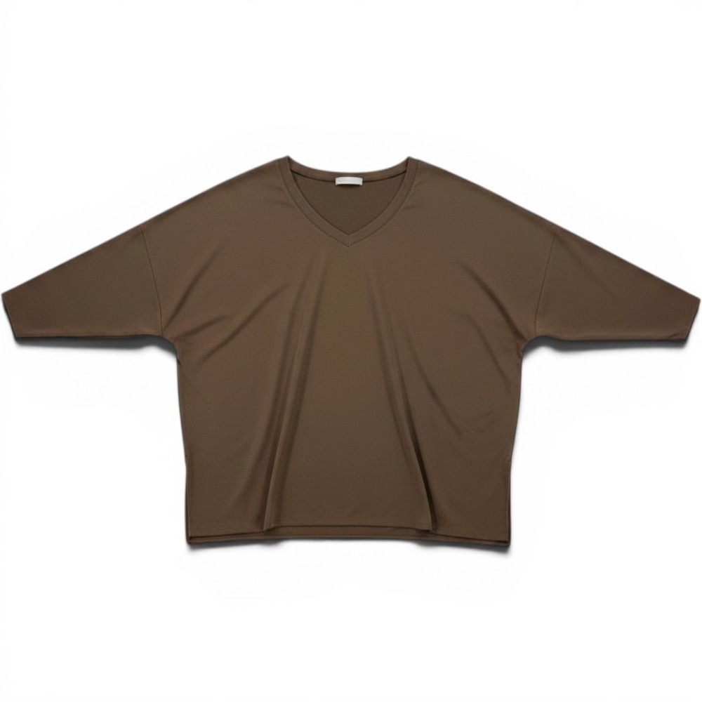 Zenana Womens 3X Mocha Brown V-Neck Long Sleeve Oversized Tunic‎ Top Capsule
